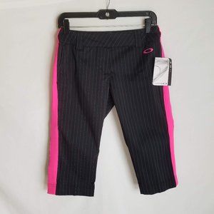 Oakley Womens Black Pink Striped Capri Golf Pants Size 2 NWT